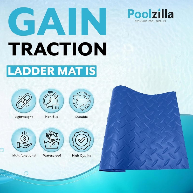 Poolzilla Swimming Pool Ladder Mat - 36" x 48" - Premium Protective Non-Slip Pad for Pool Steps and Liner - Compatible with Pool Step Ladder and Blue Torrent Antigua Easy Pool Step Ladder - Image 4